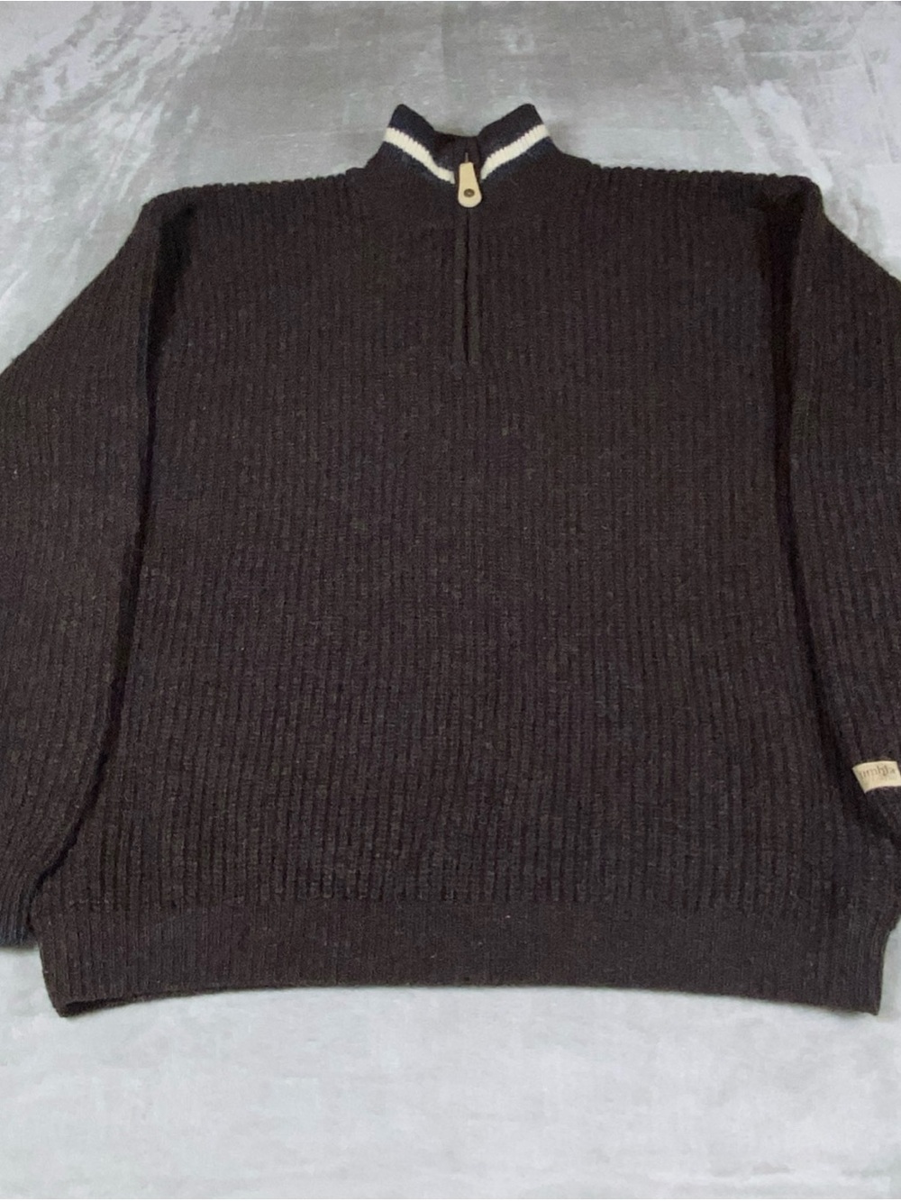 Columbia Men’s Medium Shetland wool‎ Brown   Half-Zip Ribbed Sweater  Y2K